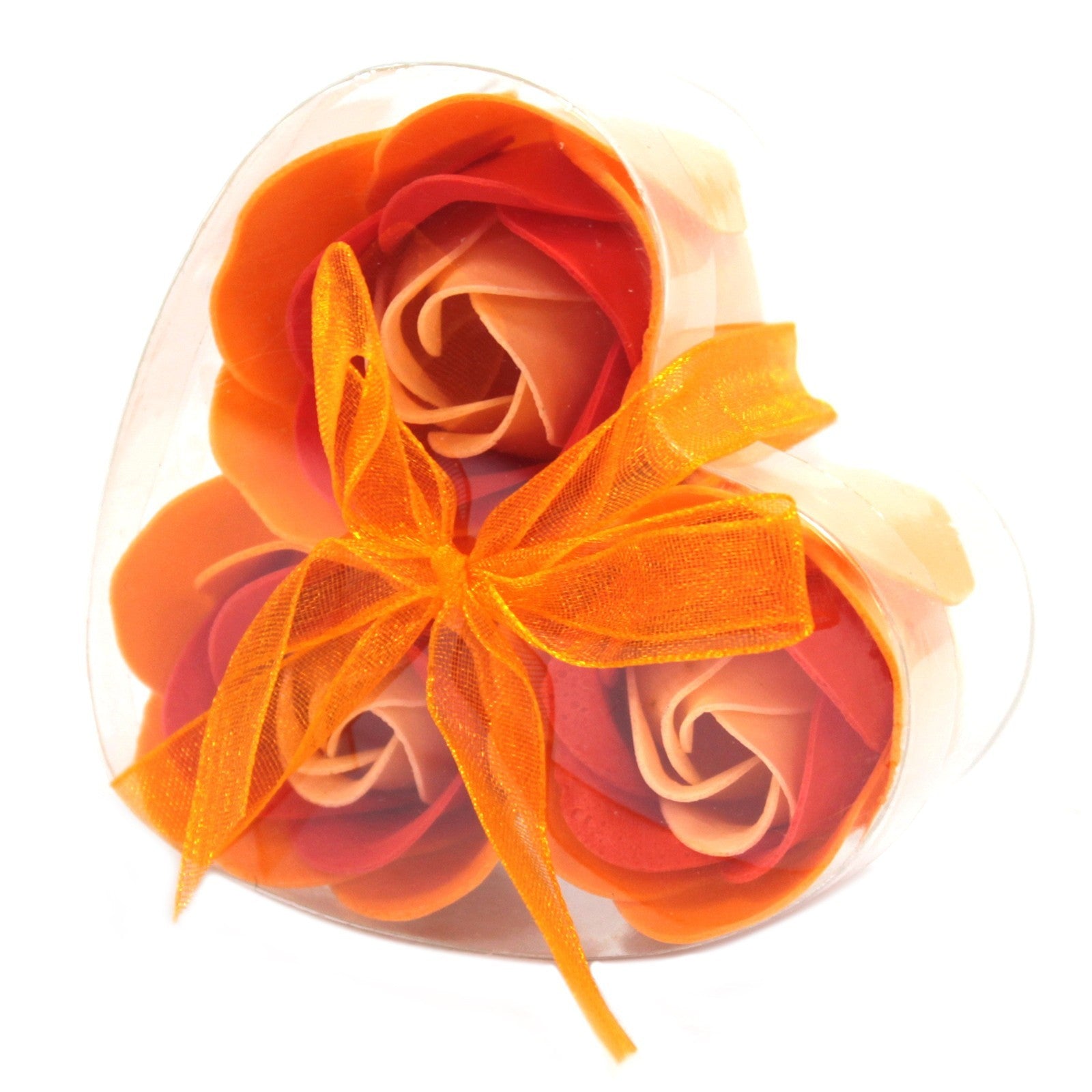 Set de 3 flores de Jabón caja corazón - Rosas melocotón