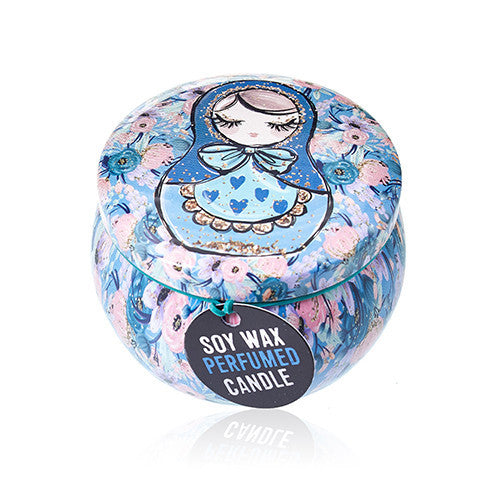 Vela Artística en Lata - Muñecas rusas - Muñeca azul