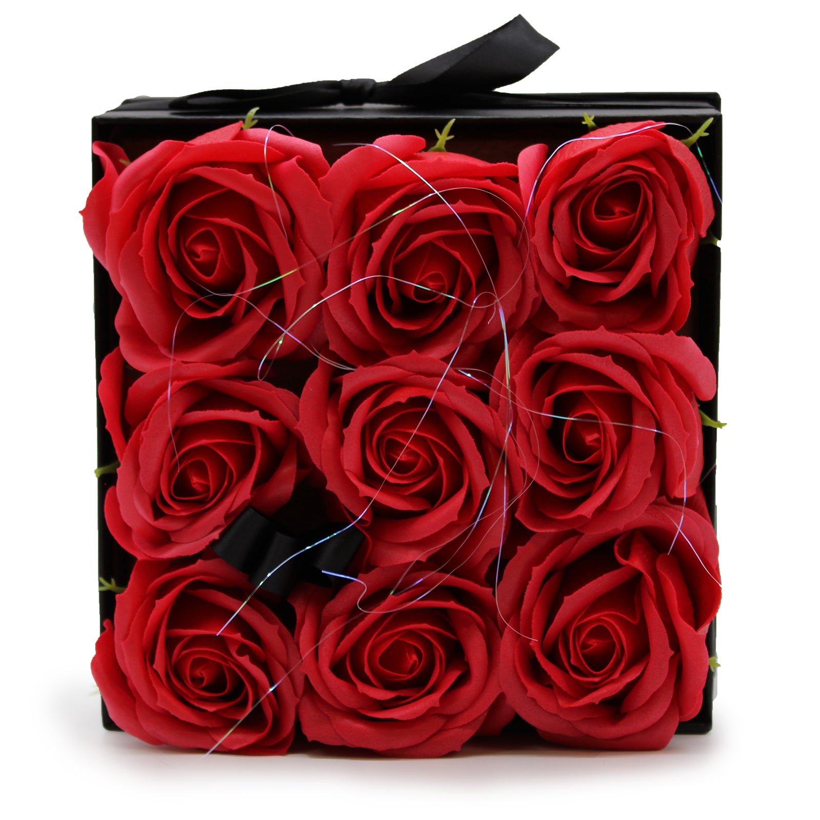 Caja de Regalo - Flor de Jabón 9 Rosas rojo - Cuadrado