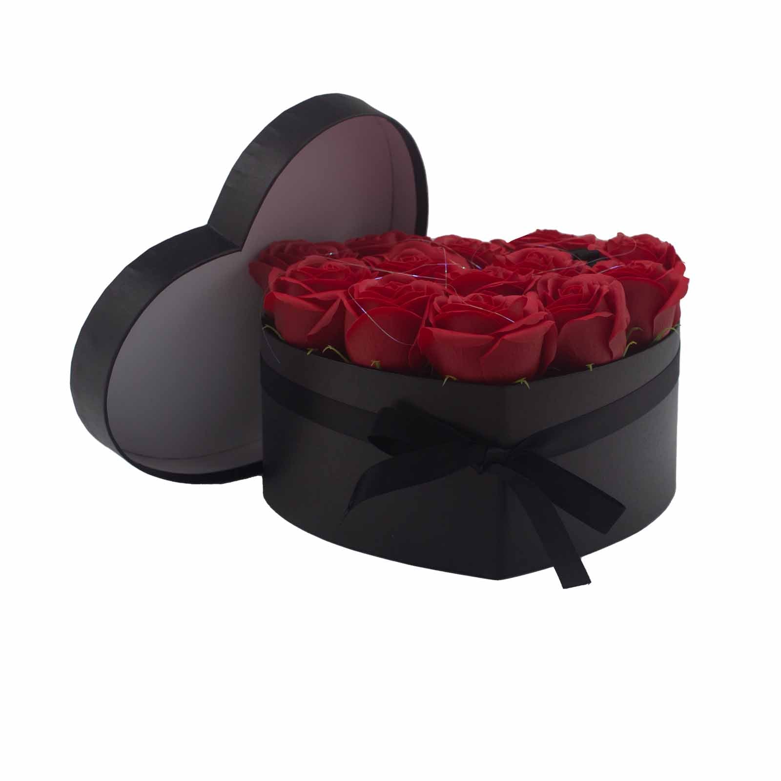 Caja de Regalo - Flor de Jabón 13 Rosas rojo - Corazón