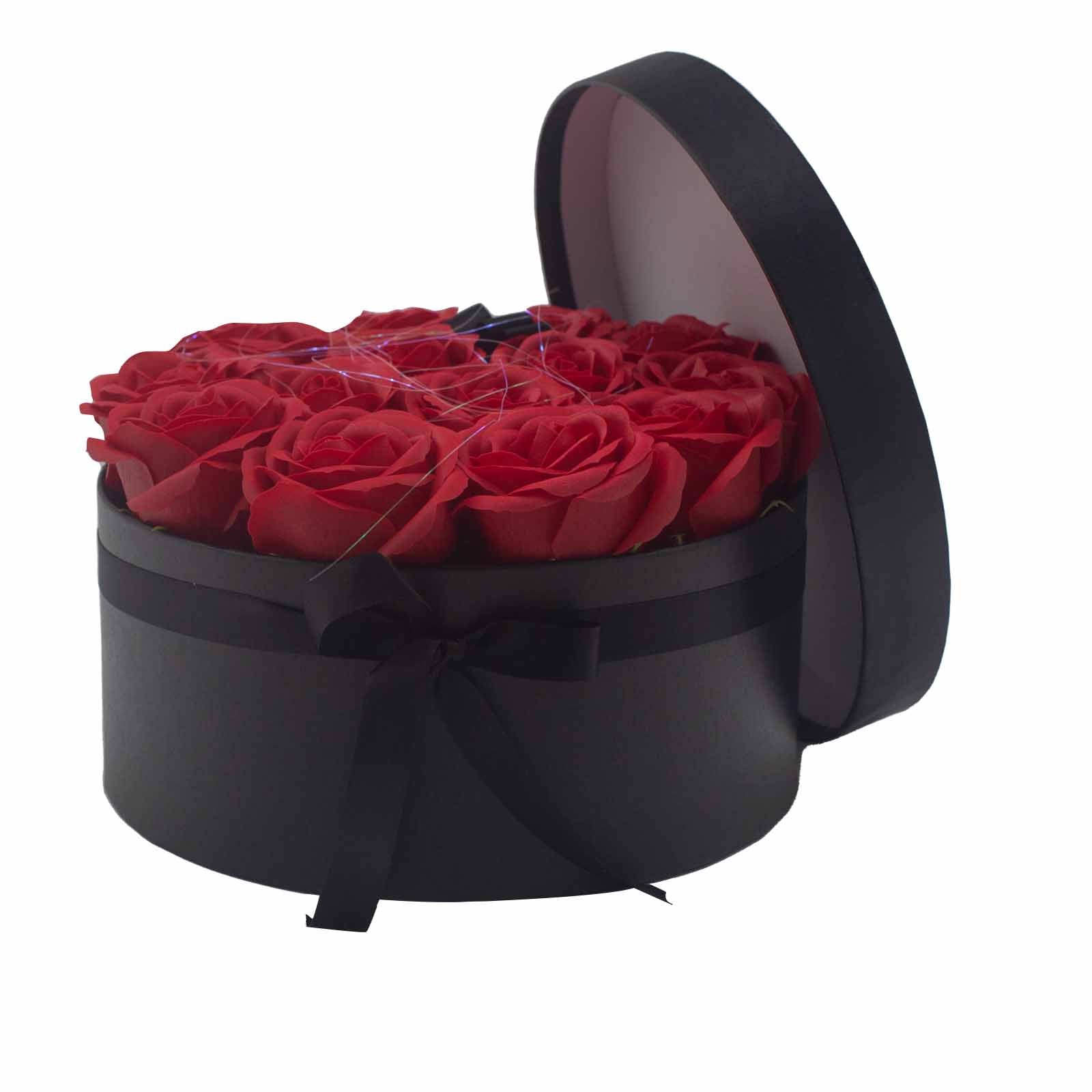 Caja de Regalo - Flor de Jabón 14 Rosas rojo - Redonda