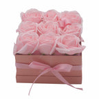 Caja de Regalo - Flor de Jabón 9 Rosas Rosas - Cuadrado