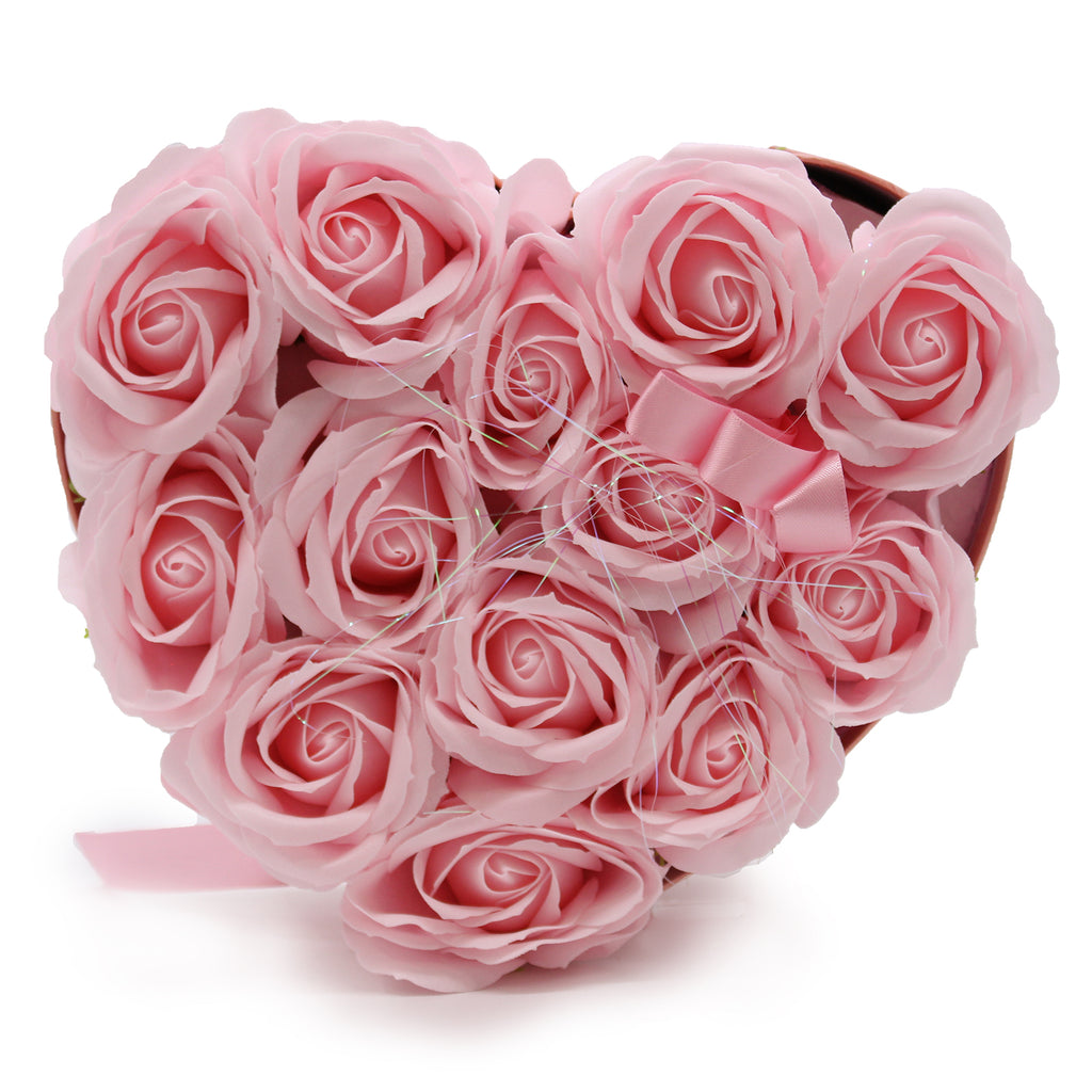 Caja de Regalo - Flor de Jabón 13 Rosas Rosas - Corazón