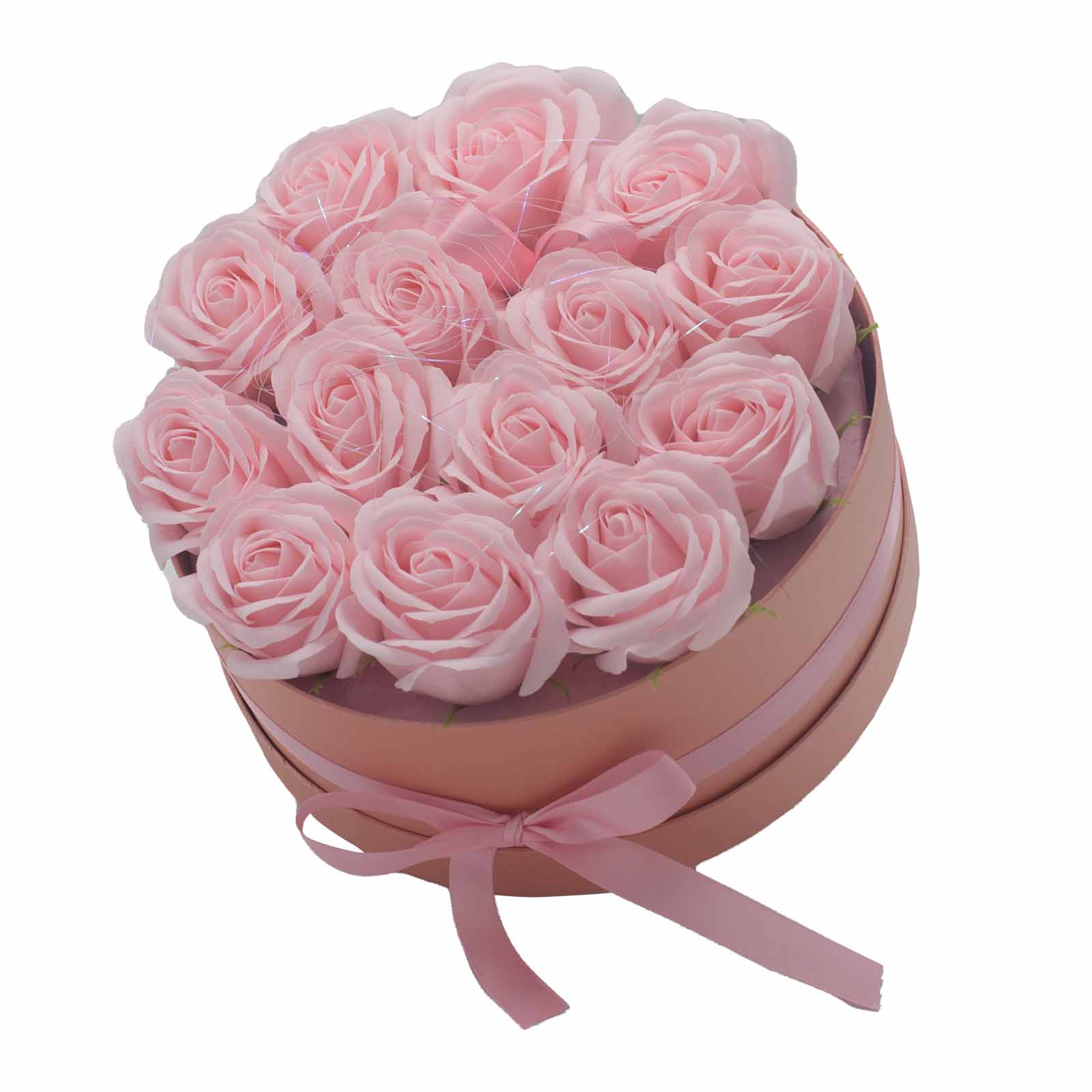 Caja de Regalo - Flor de Jabón 14 Rosas Rosas - Redonda
