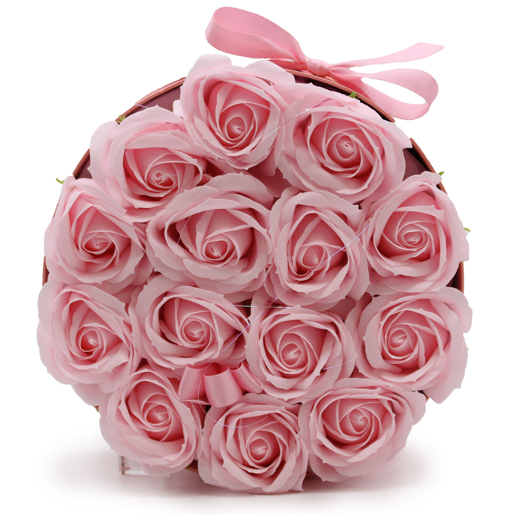 Caja de Regalo - Flor de Jabón 14 Rosas Rosas - Redonda