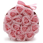 Caja de Regalo - Flor de Jabón 14 Rosas Rosas - Redonda