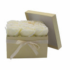 Caja de Regalo - Flor de Jabón 9 Rosas Crema - Cuadrado