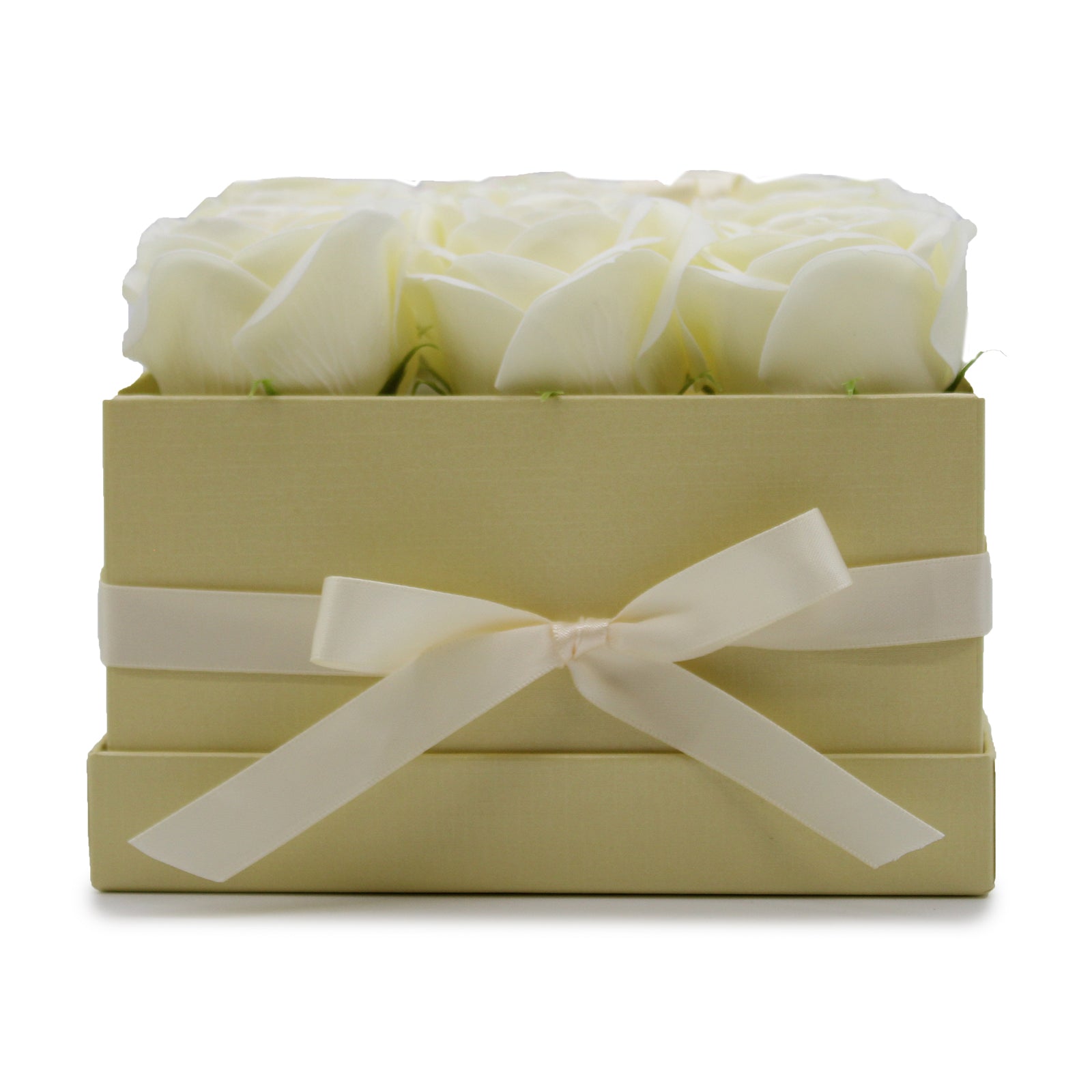 Caja de Regalo - Flor de Jabón 9 Rosas Crema - Cuadrado