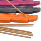 Porta Incienso de Madera con Diseño de Hojas - Madera de mango