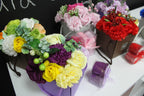 Set de 3 flores de Jabón caja corazón - Rosas lavanda