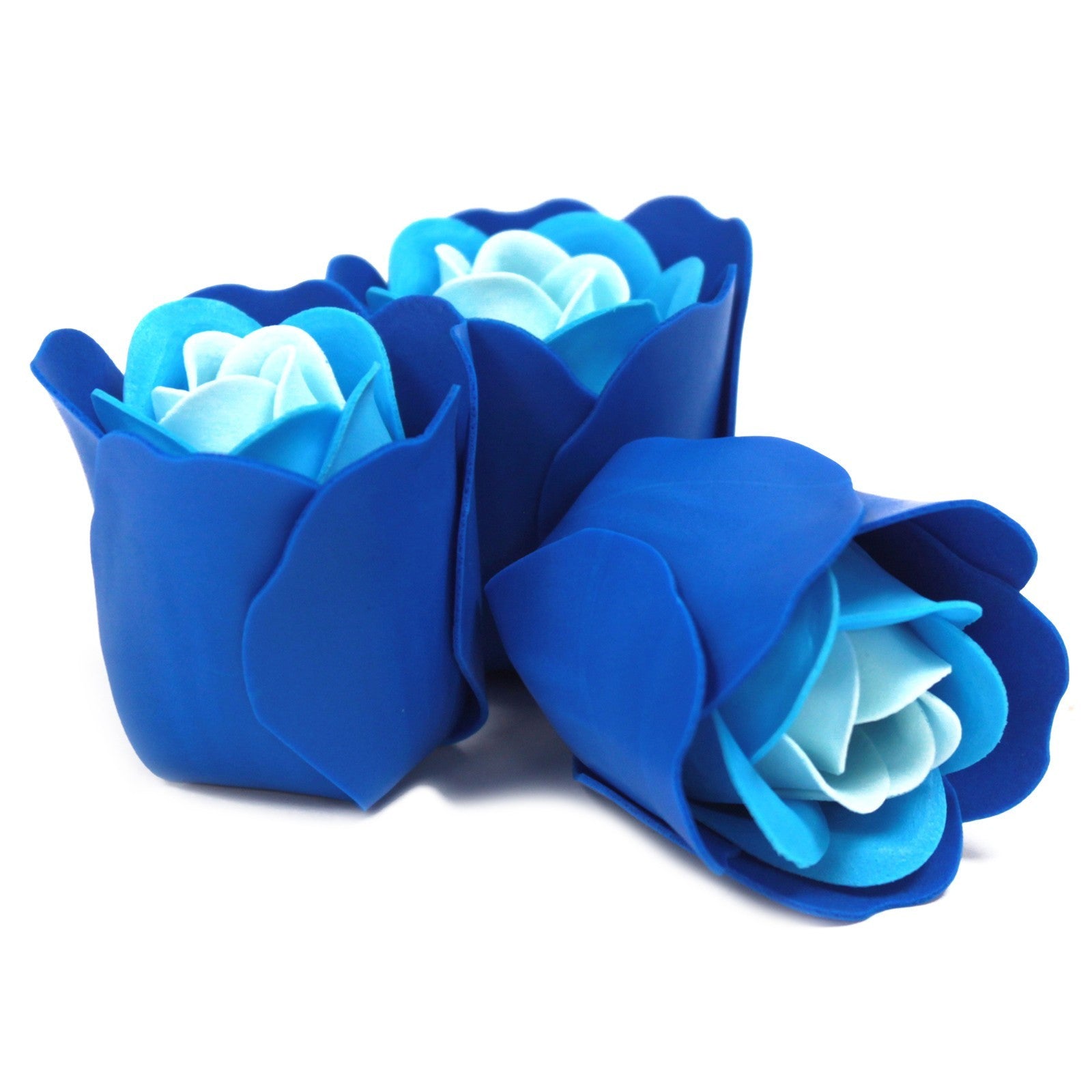 Set de 3 flores de Jabón caja corazón - Rosas azul