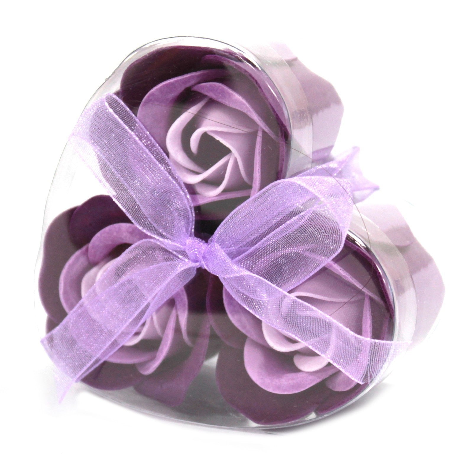 Set de 3 flores de Jabón caja corazón - Rosas lavanda