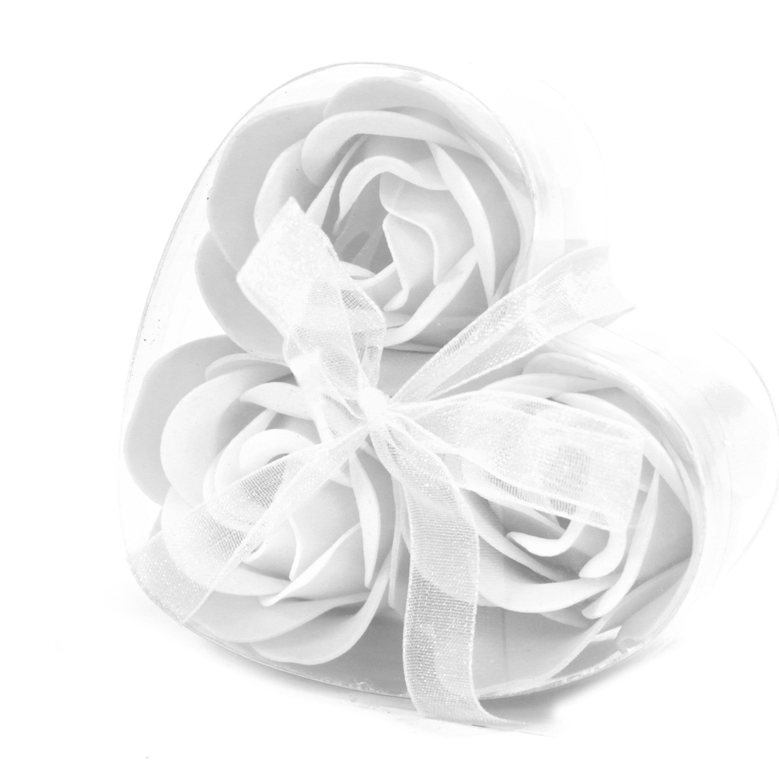 Set de 3 flores de jabón caja corazón - Rosas blanca