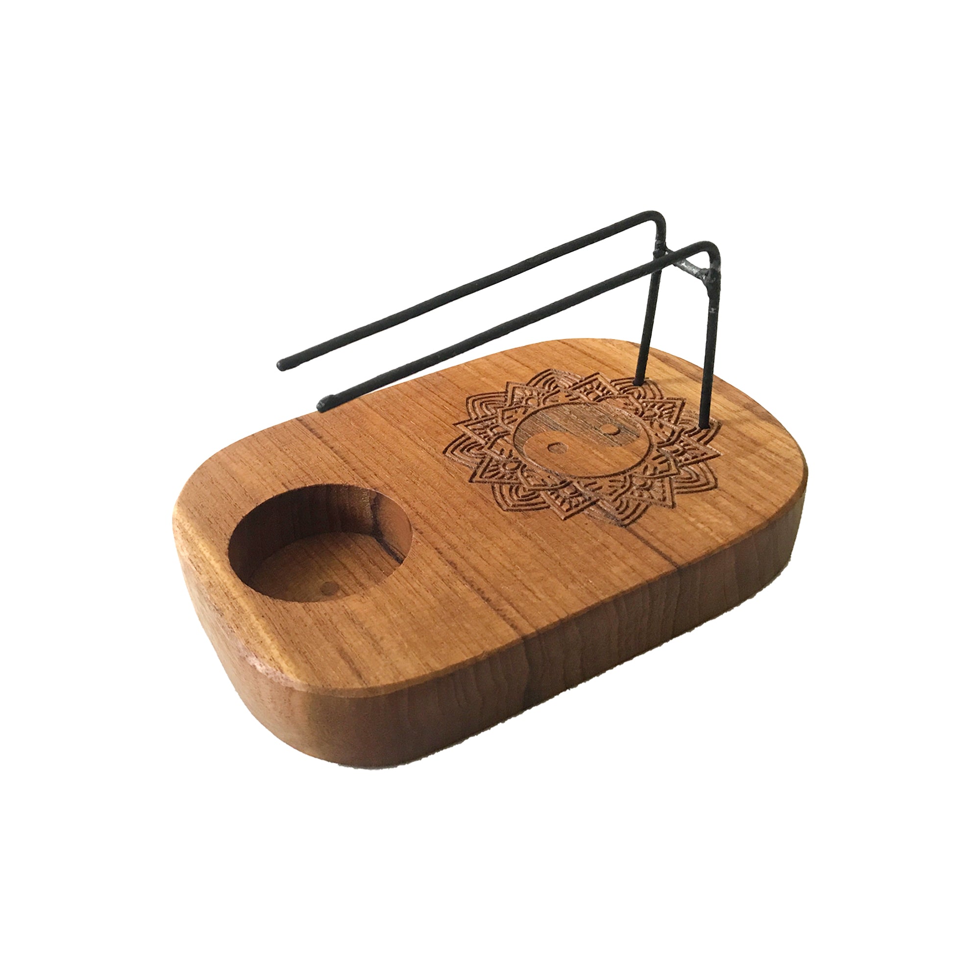 Calentador de Palo Santo – Madera de Teca · Diseño Yin y Yang