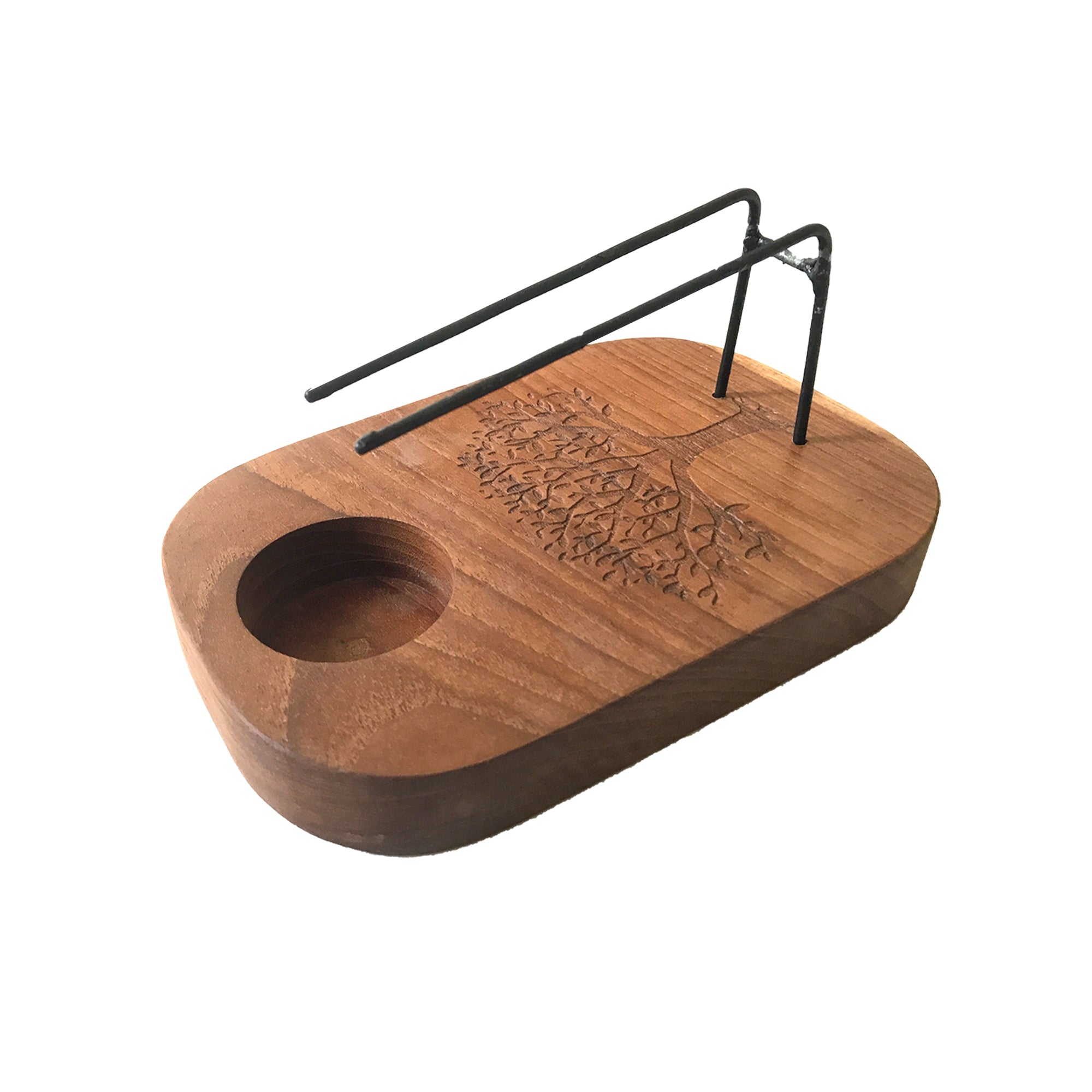 Calentador de Palo Santo – Madera de Teca · Diseño Árbol de la Vida