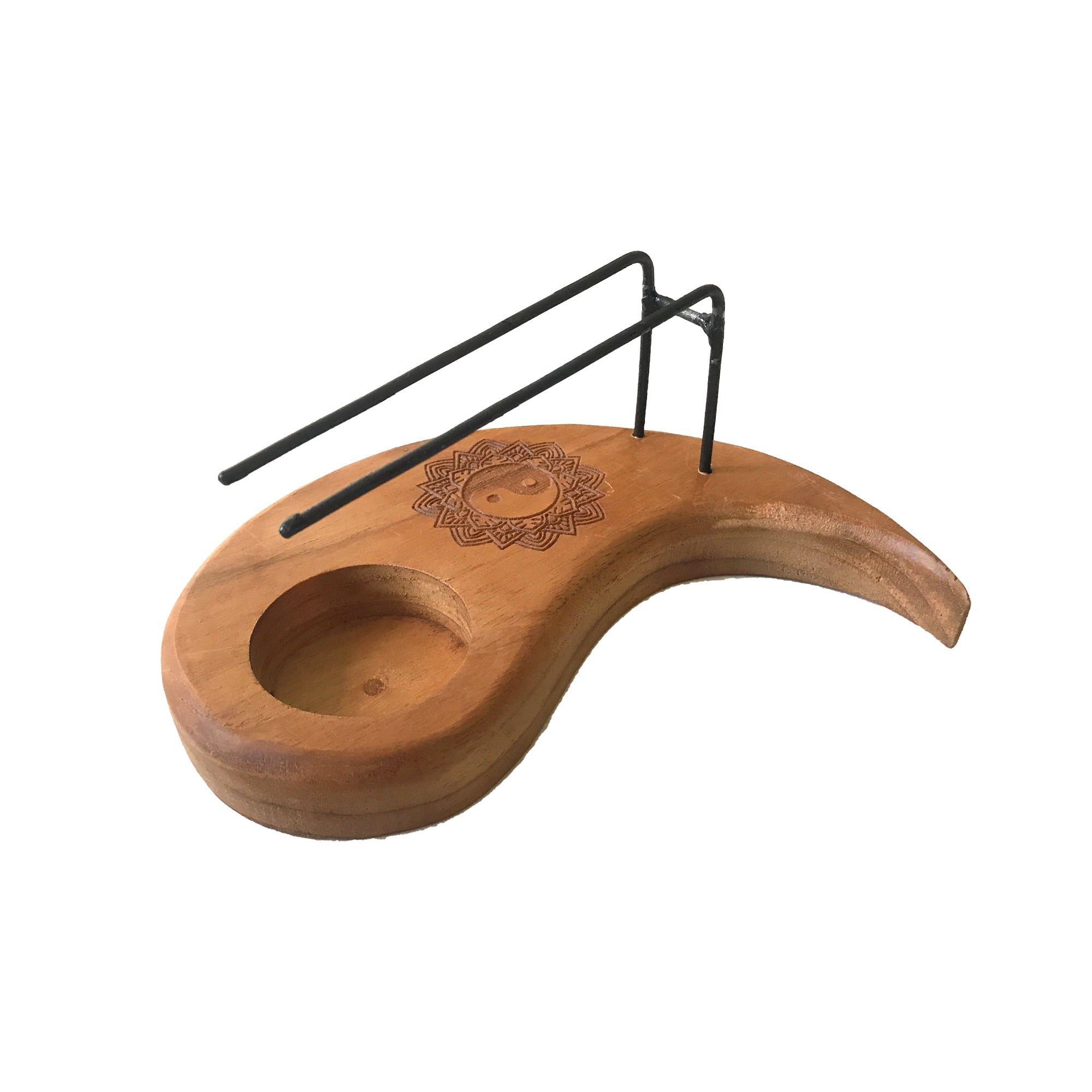 Calentador de Palo Santo Lágrima – Madera de Teca · Diseño Yin y Yang
