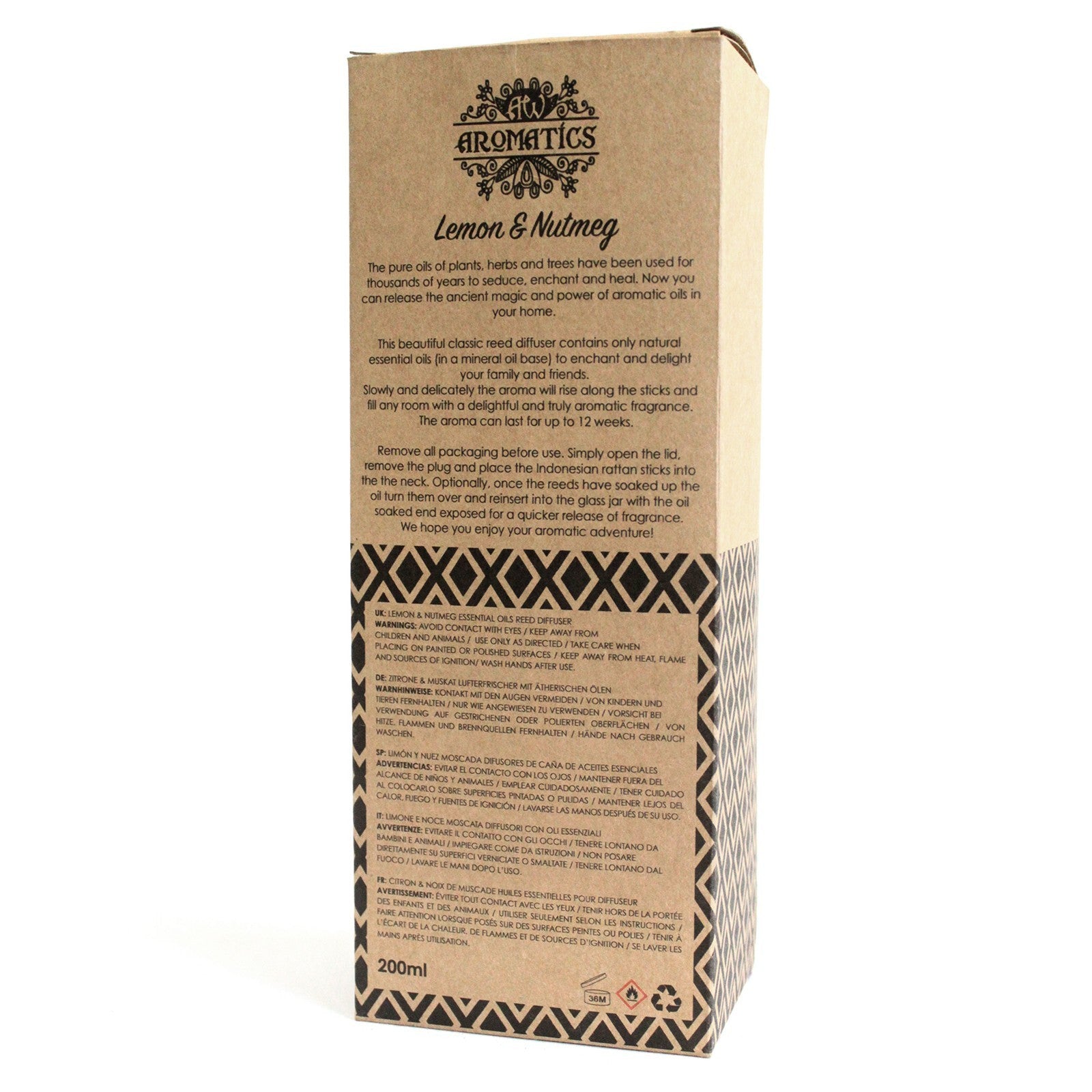 Stick de Varillas con Aceites Esenciales - Limón y Nuez moscada