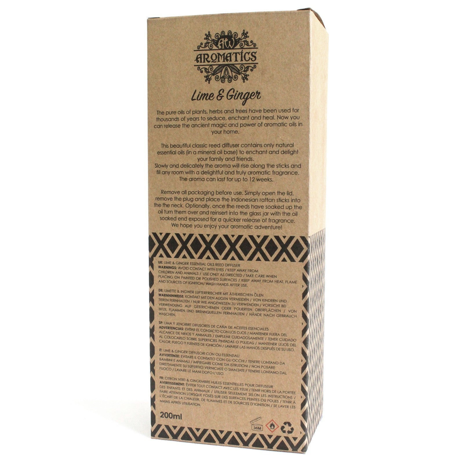 Stick de Varillas con Aceites Esenciales - Lima y Jengibre