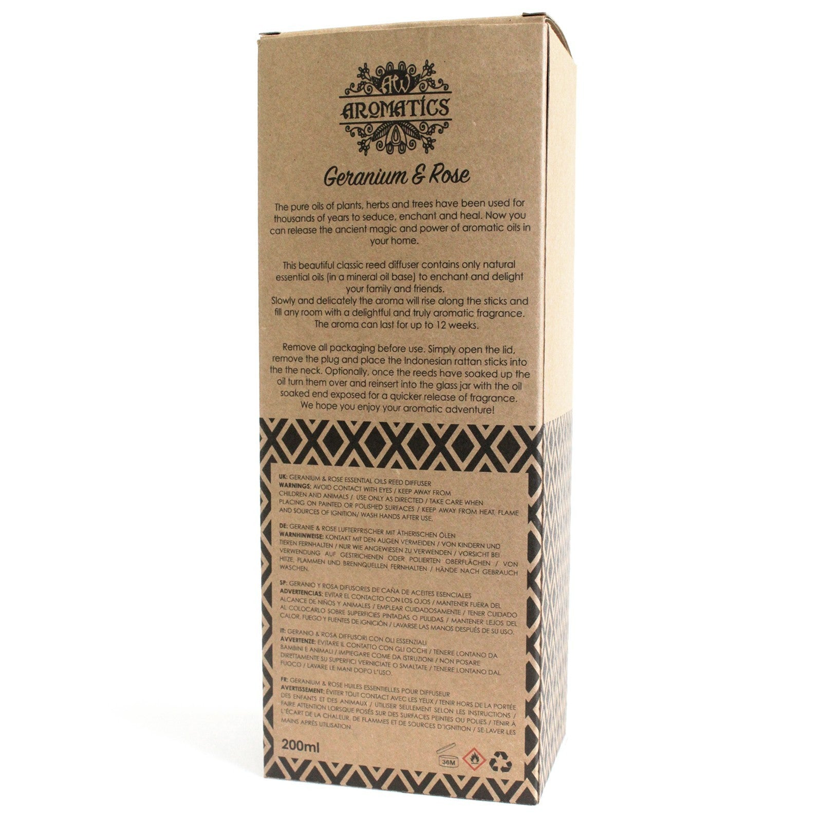 Stick de Varillas con Aceites Esenciales - Geranio y Rosa