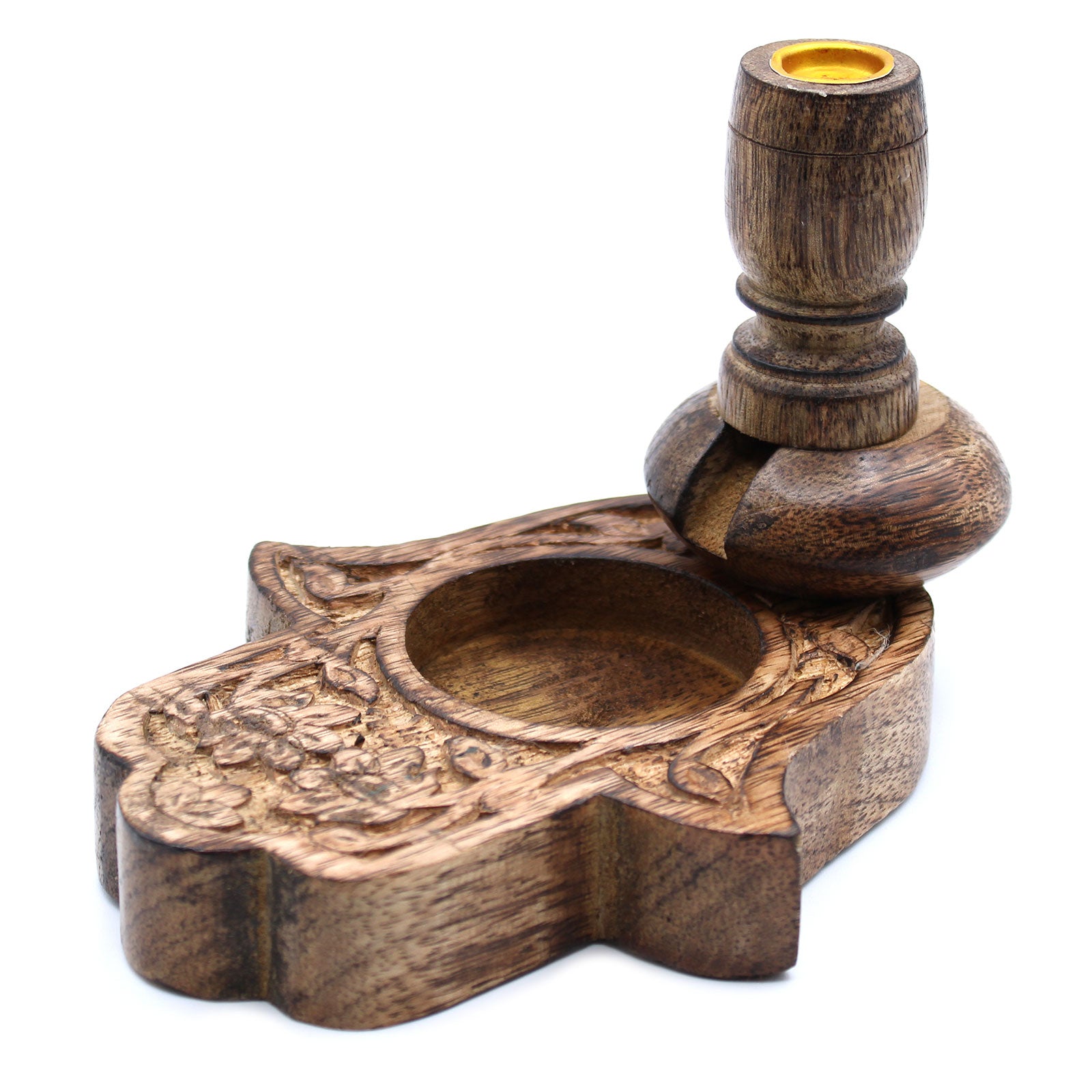 Quemador de Incienso Inverso en Madera de Mango - Hamsa