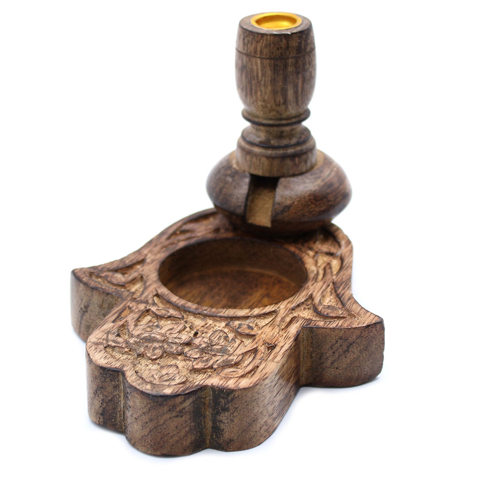 Quemador de Incienso Inverso en Madera de Mango - Hamsa